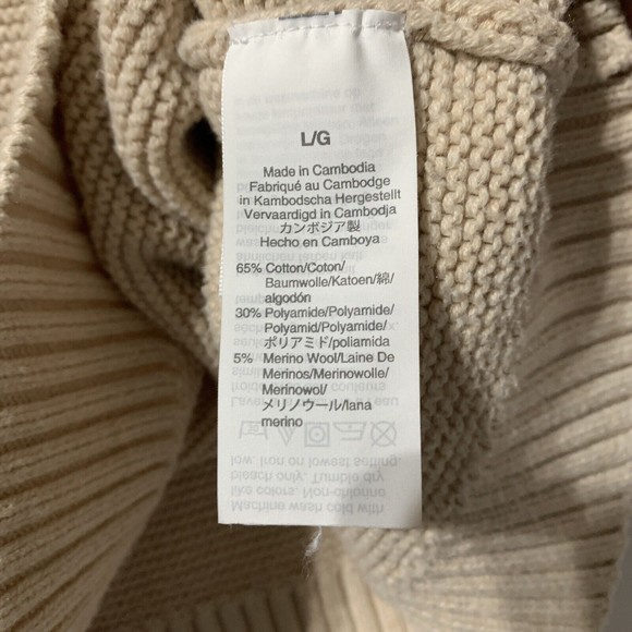 J. Crew Factory Sweater Womens Size L Large Beige Classic Turtleneck Knit AF728 - Picture 12 of 14